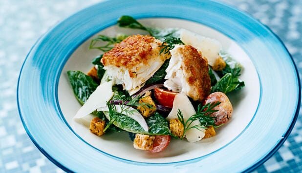 Halibut z serem i anchois